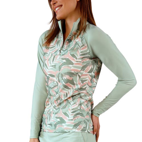 Uv Skinz Long Sleeve Quarter Zip Sun & Swim Shirt In Island Canopy