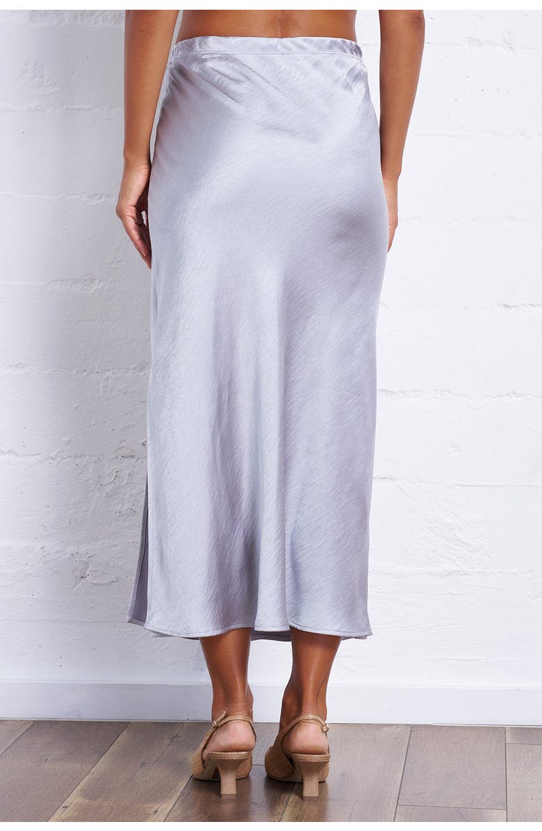 Franne Golde Bias Cut Satin Midi Skirt with Side Slit, Alternate, color, 