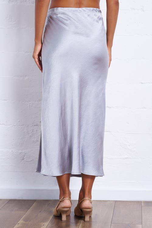 Franne Golde Bias Cut Satin Midi Skirt With Side Slit