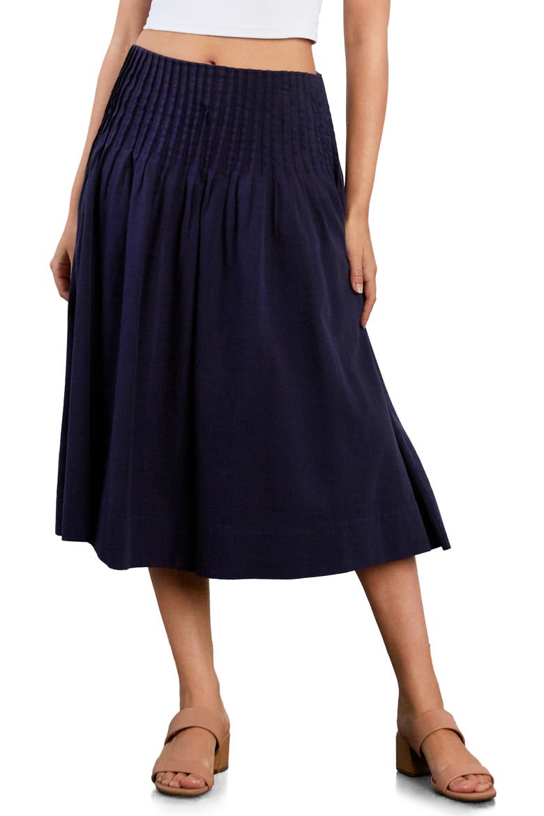 Pintuck Midi Skirt, Main, color, ECLIPSE