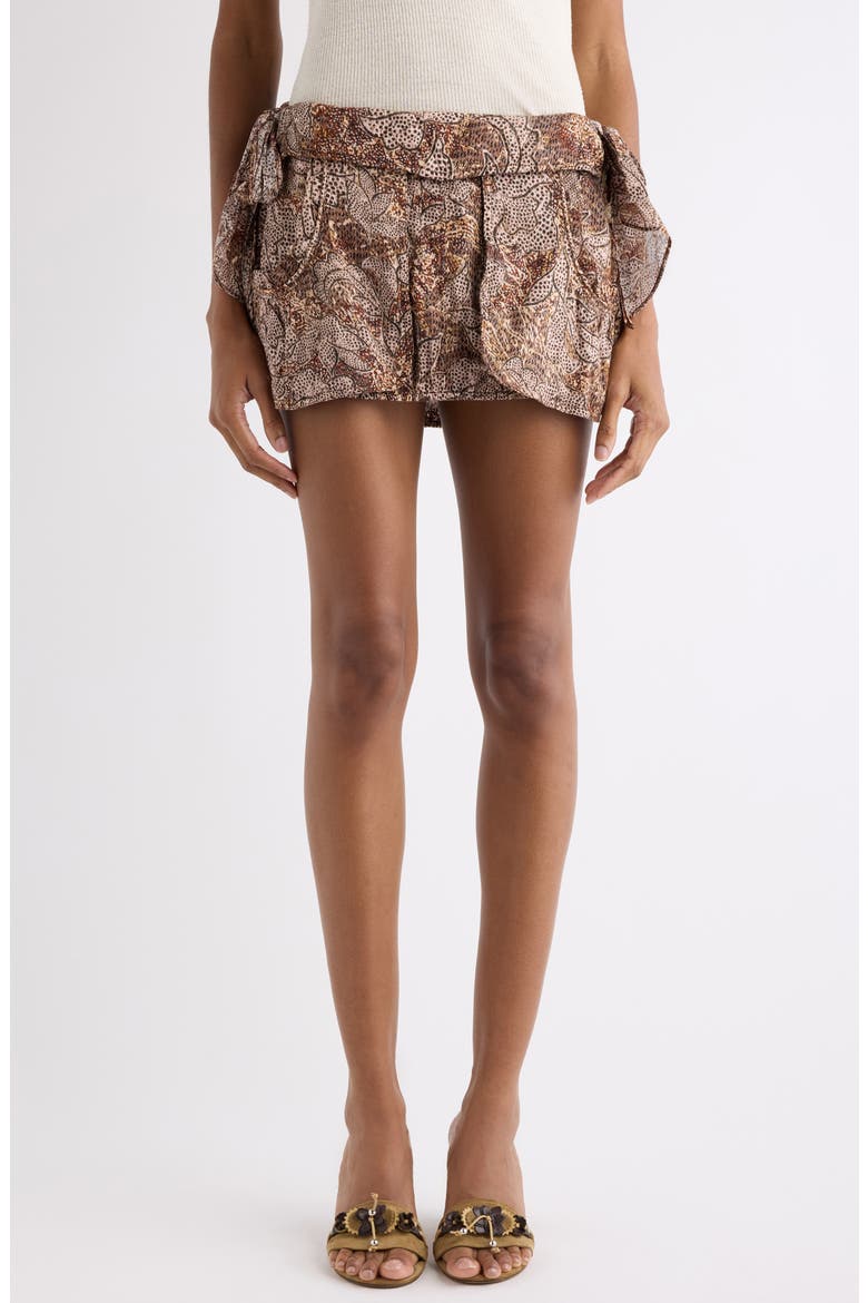 Coralie Print Cotton Voile Miniskirt, Main, color, OCHRE
