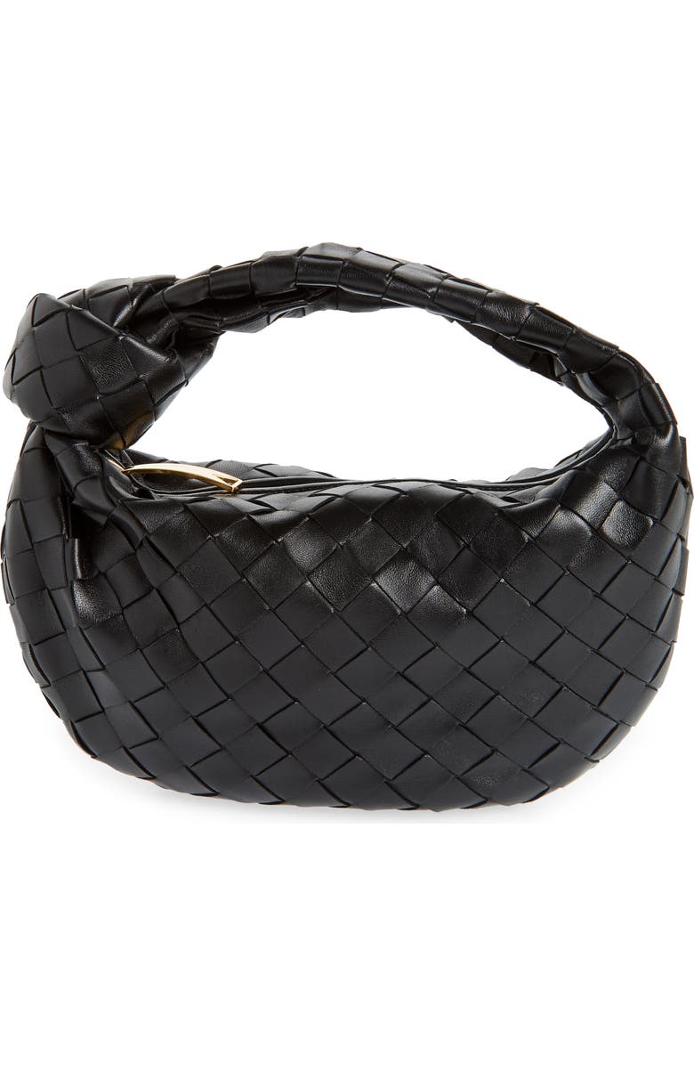 Bottega Veneta Mini Jodie Leather Hobo, Main, color, Black/ Gold
