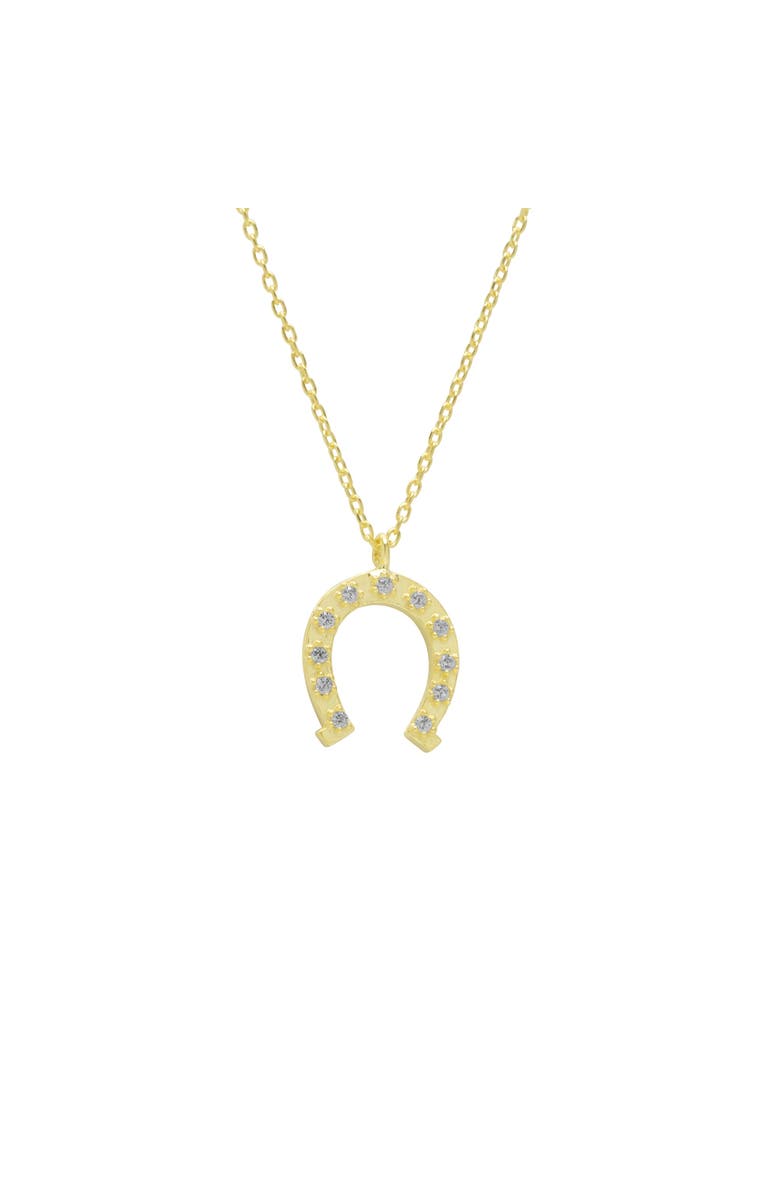 Spero London Sterling Silver Horseshoe Equestrian Necklace, Main, color, Gold