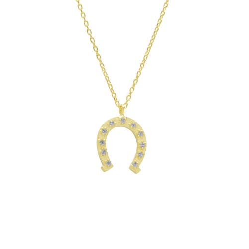 Spero London Sterling Silver Horseshoe Equestrian Necklace In Gold