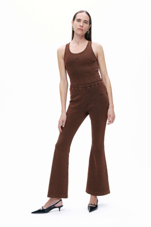 Shop Nocturne Ribbed Crop Top In Coffee