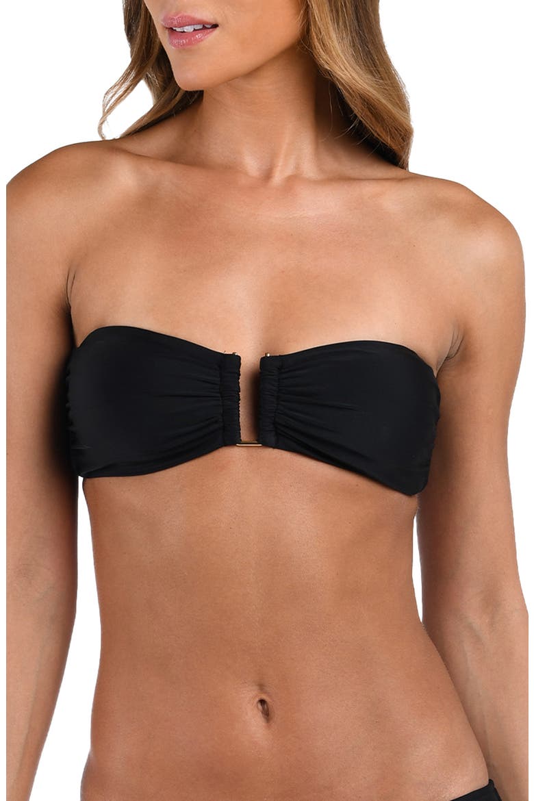 Krysta Bandeau Bikini Top, Alternate, color, BLACK