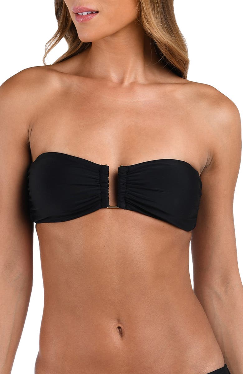 L'AGENCE Krysta Bandeau Bikini Top, Alternate, color, Black