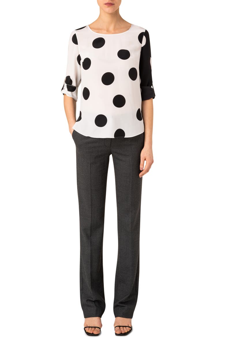 Akris punto Polka Dot Silk Blouse, Alternate, color,