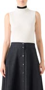 Akris punto Sleeveless Mock Neck Virgin Wool Sweater