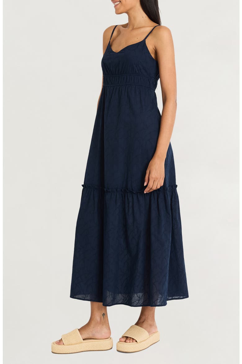 Smocked Waist V-Neck Dress, Alternate, color, NAVY BLAZER
