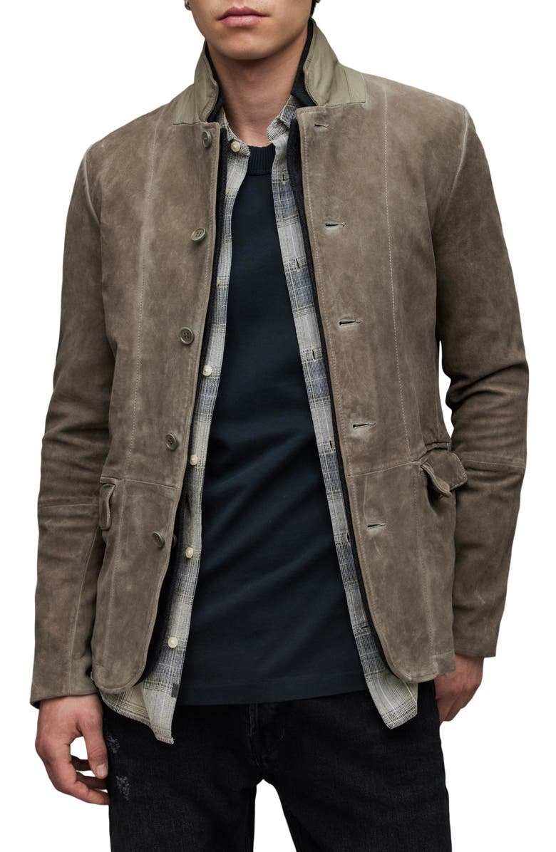 AllSaints Survey Double Layer Leather Blazer, Main, color, 