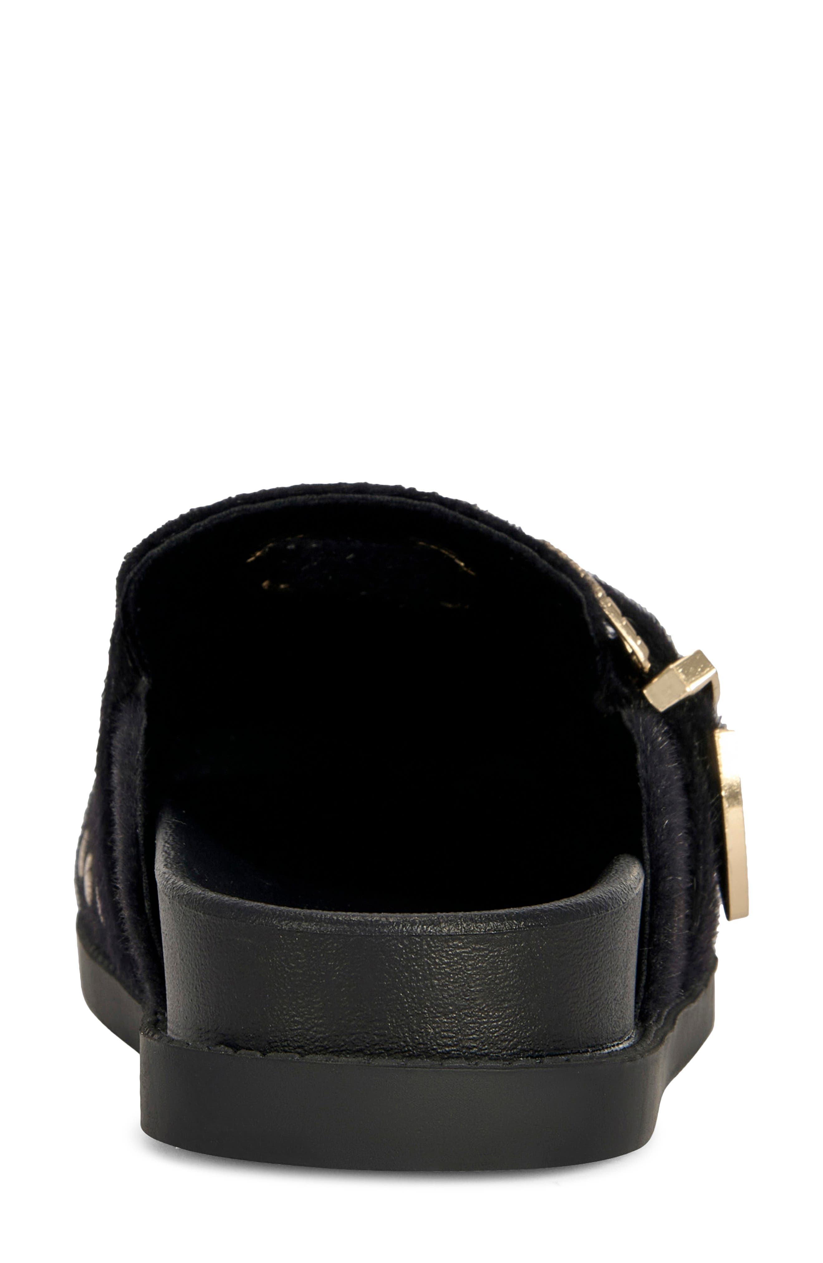 Walsh Stud Faux Fur Mule, Alternate, color, BLACK