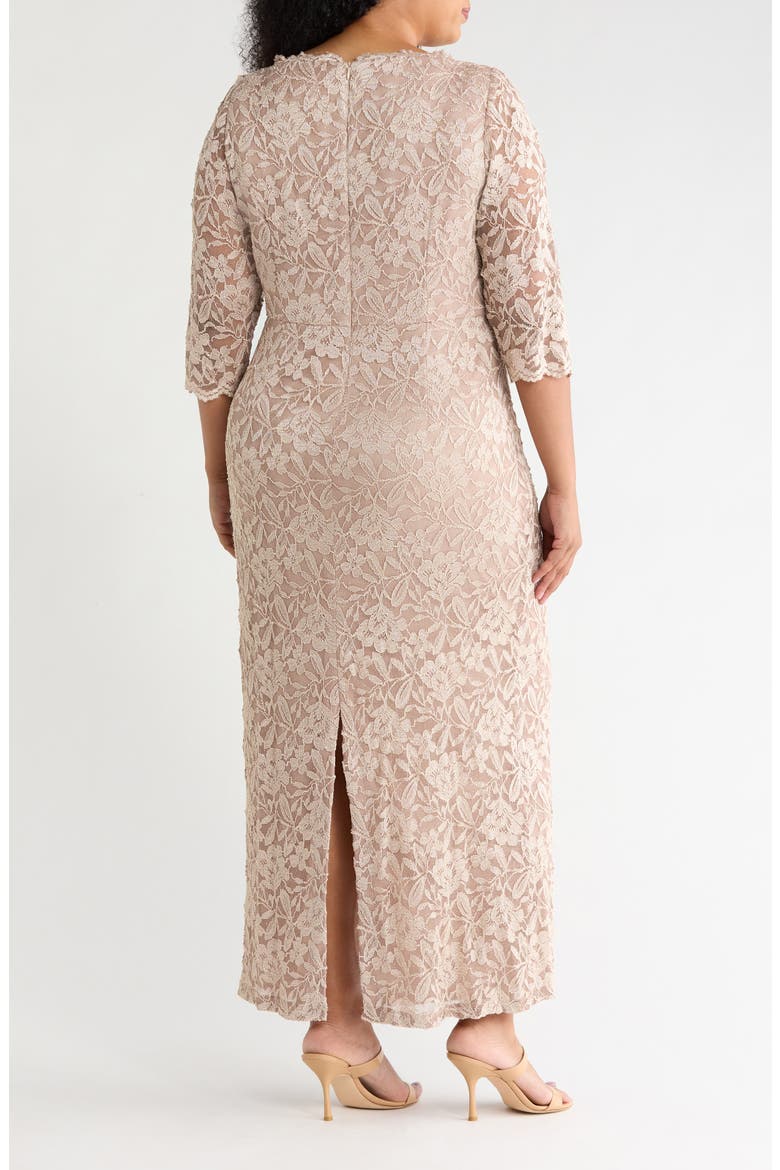 Lace Long Sleeve Gown, Alternate, color, CHAMPAGNE
