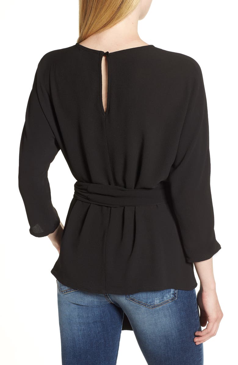 GIBSONLOOK Gibson Dolman Sleeve Tie Back Stretch Crepe Blouse, Alternate, color,