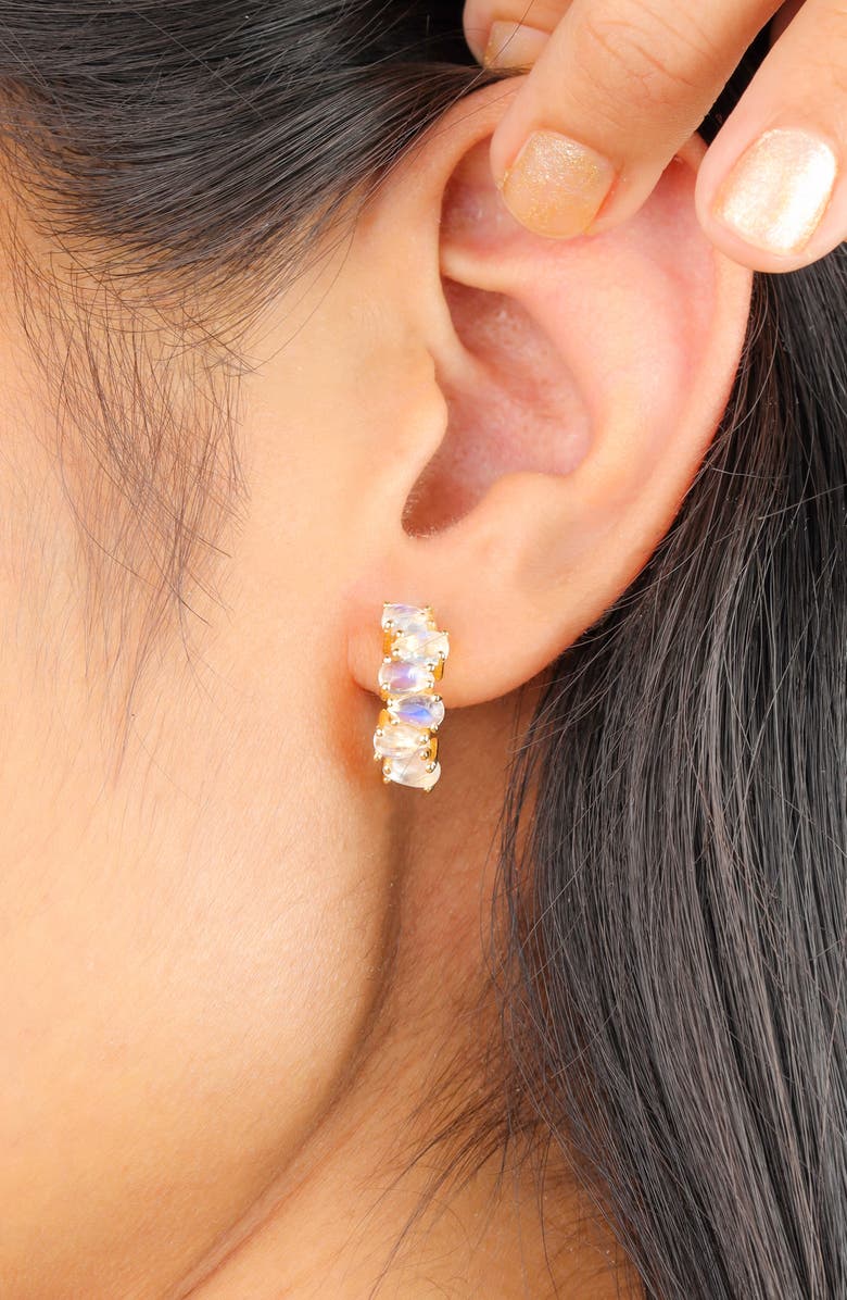 YS GEMS Lab Created Gemstone Huggie Hoop Earrings, Alternate, color,