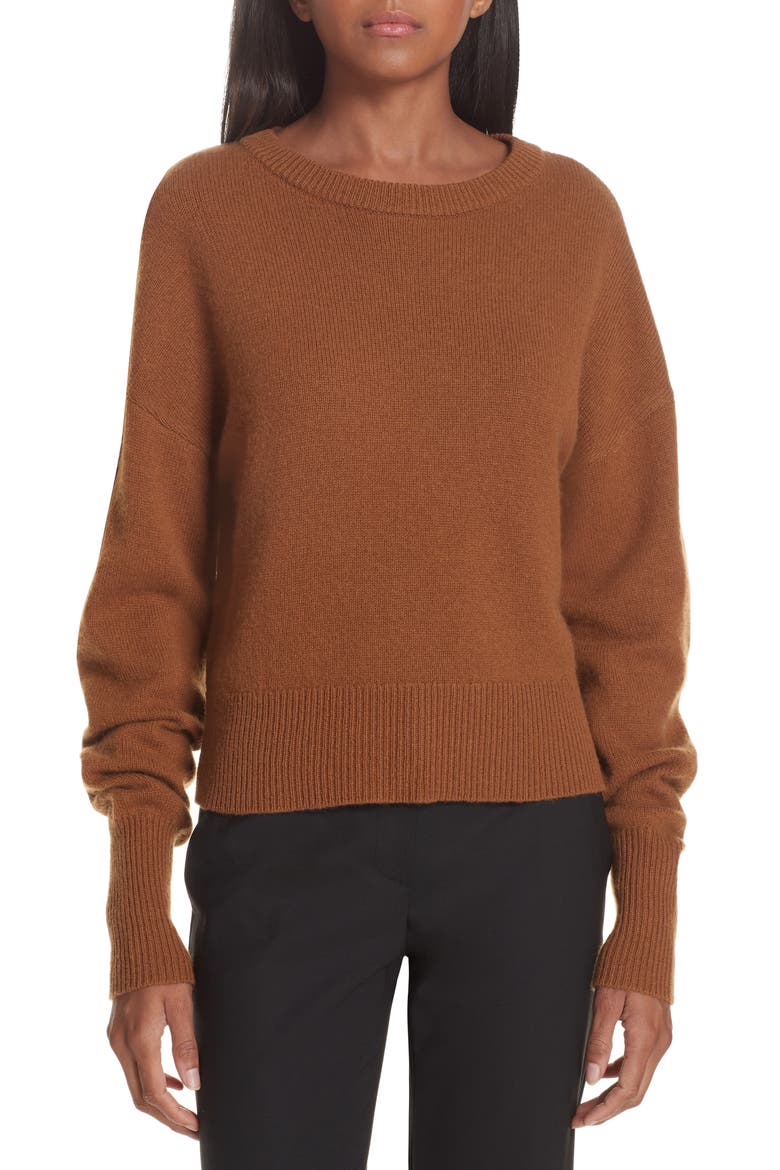 Drop Shoulder Cashmere Sweater, Main, color, CARAMEL