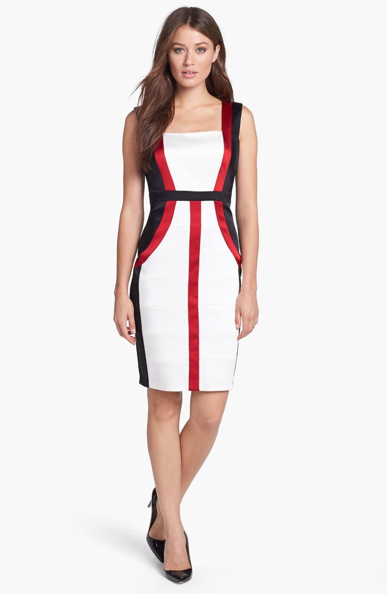 JAX Colorblock Satin Sheath Dress, Main, color, 