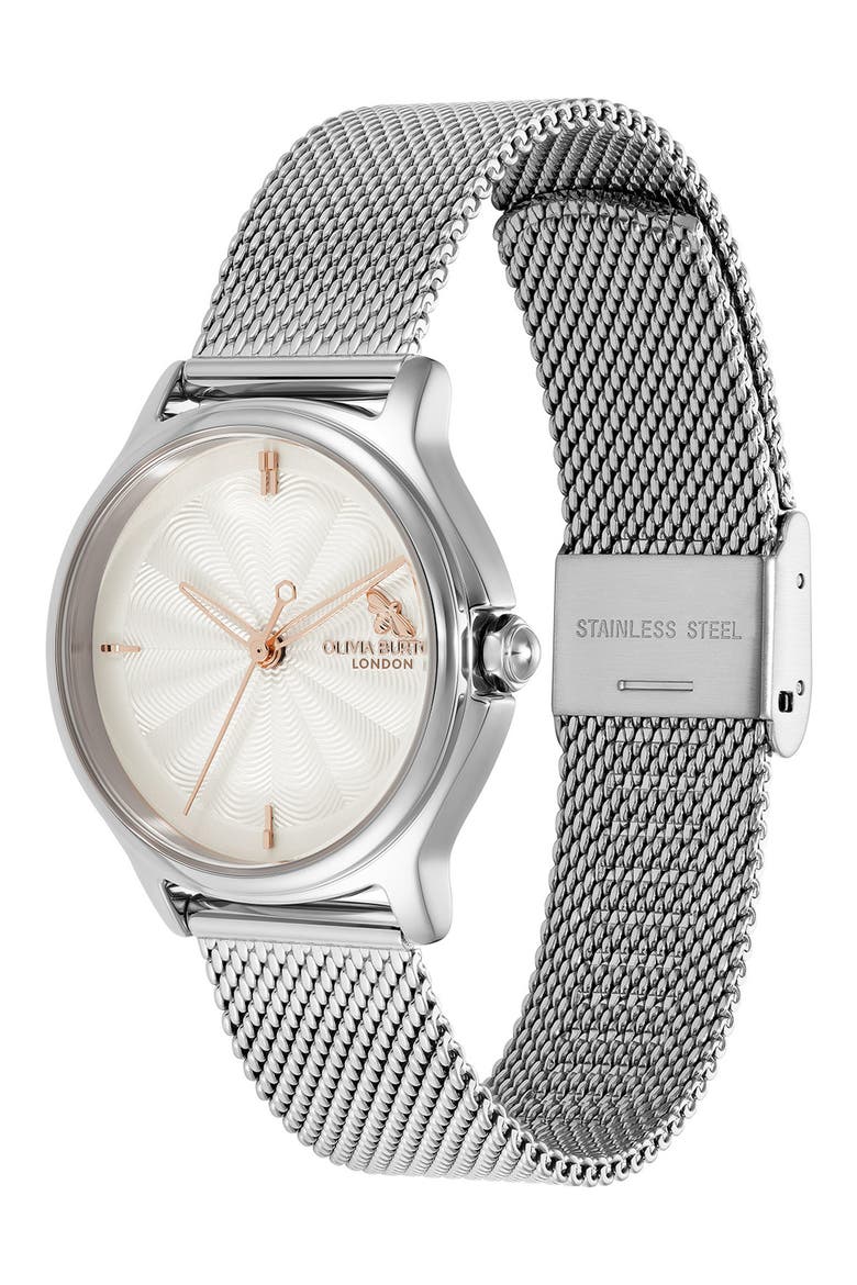 Classic Bee Mesh Strap Watch, 30mm, Alternate, color, SILVER