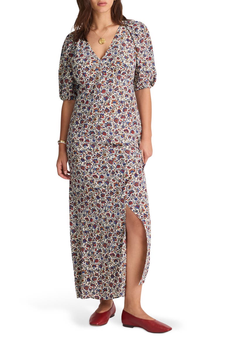 Puff Sleeve Empire Waist Maxi Dress, Main, color, CHERRY RED