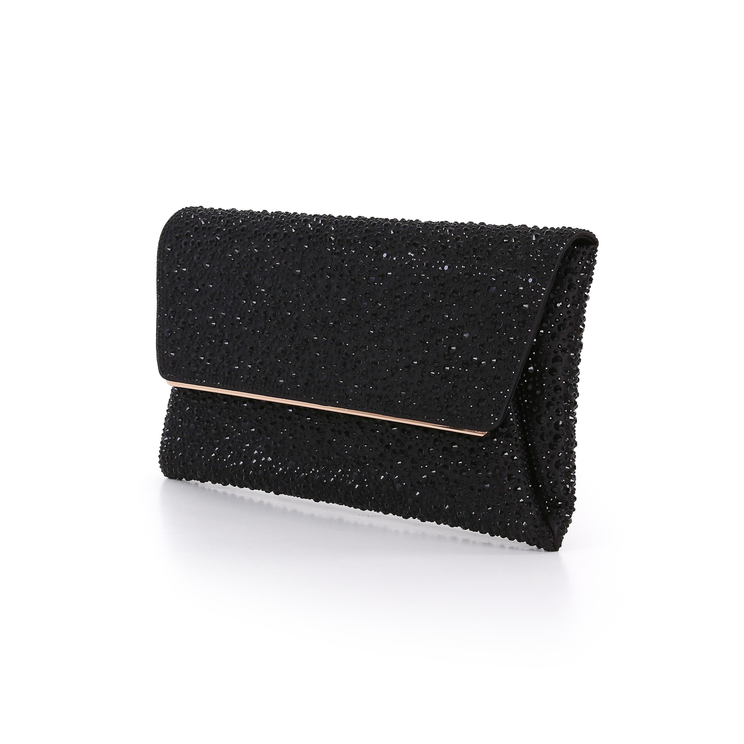 Juliet Mixed Crystal Envelope Clutch, Alternate, color, Black