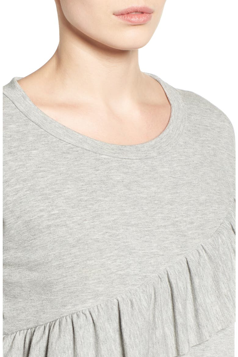 French Terry Ruffle Sweatshirt, Alternate, color, HEATHER GREY