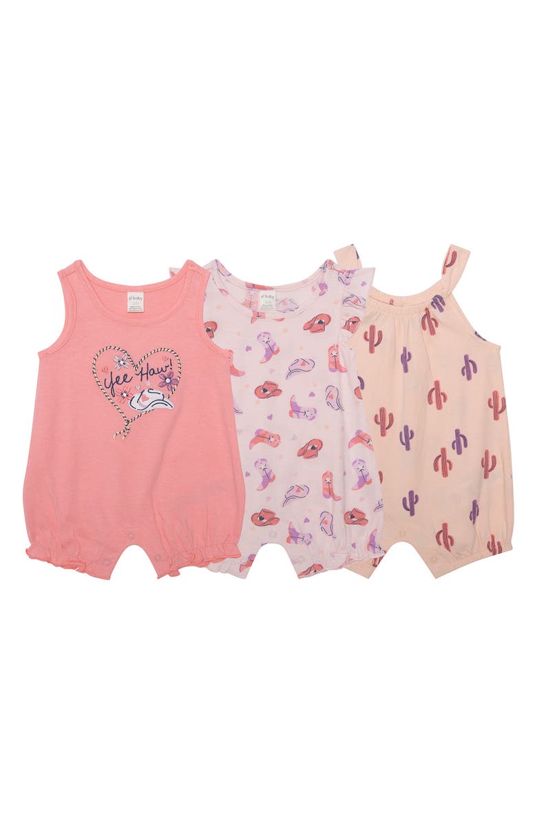 PL Baby by Petit Lem Assorted 3-Pack Western Rompers, Main, color, Western