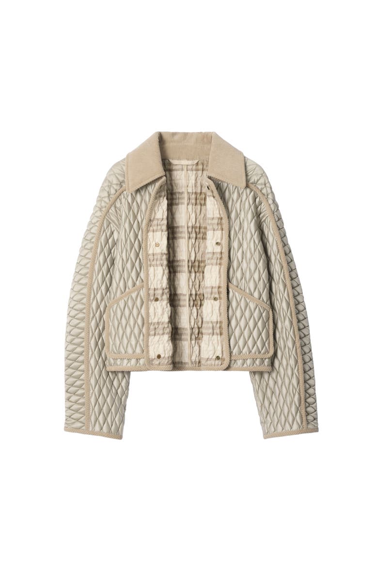 Burberry Cropped Quilted Nylon Floriston Jacket, Alternate, color, Wisp Grey