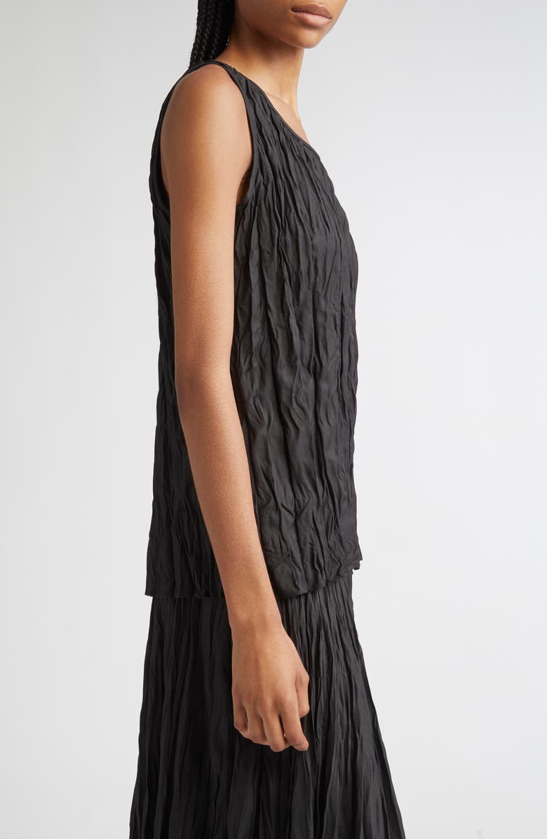 Lafayette 148 New York Scoop Neck Sleeveless Plissé Top, Alternate, color, Black