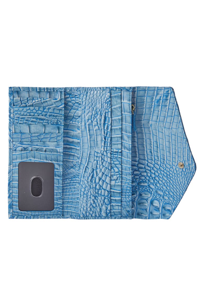 Veronica Croc Embossed Leather Wallet, Alternate, color, AURA BLUE