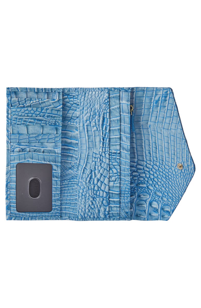 Brahmin Veronica Croc Embossed Leather Wallet, Alternate, color, Aura Blue