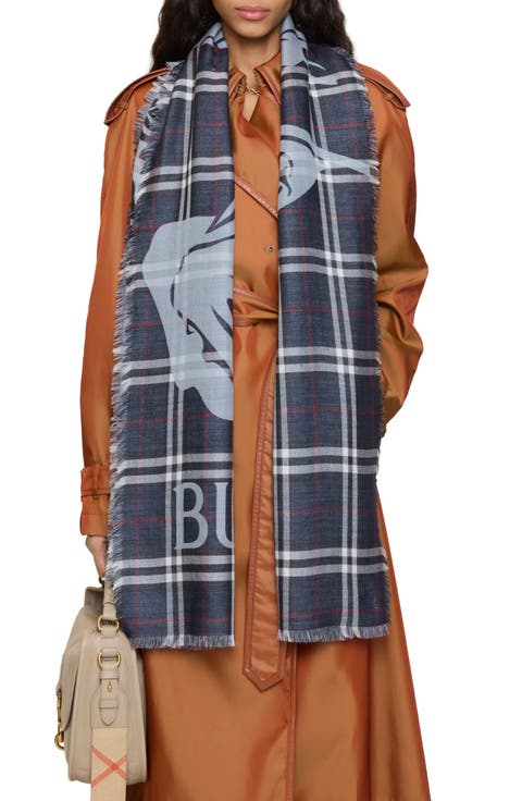 Wide EKD Check Wool & Silk Fringe Scarf