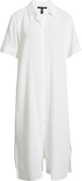 Eileen Fisher Classic Collar Organic Cotton Midi Shirtdress