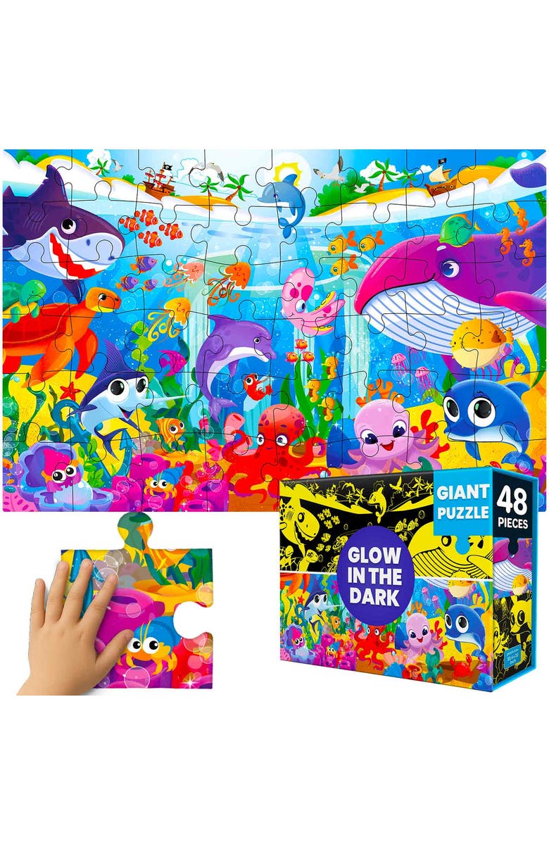 Quokka Giant Floor Puzzle Set for Kids - 48 Piece Jigsaw Puzzles, Main, color, Ocean Glow