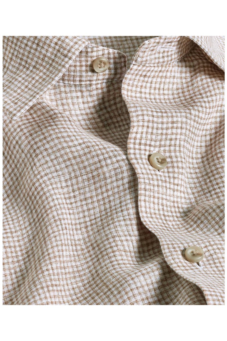 Linen Check Sport Shirt, Alternate, color, WHITE/ DUNE