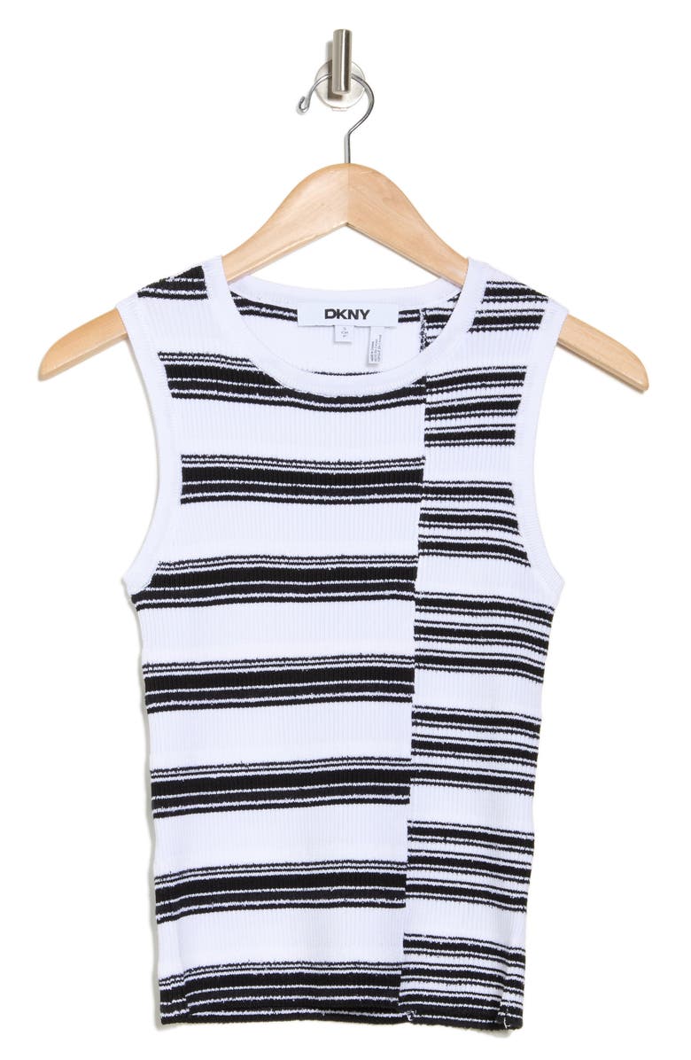 DKNY Stripe Sleeveless Sweater, Alternate, color, Black/ White