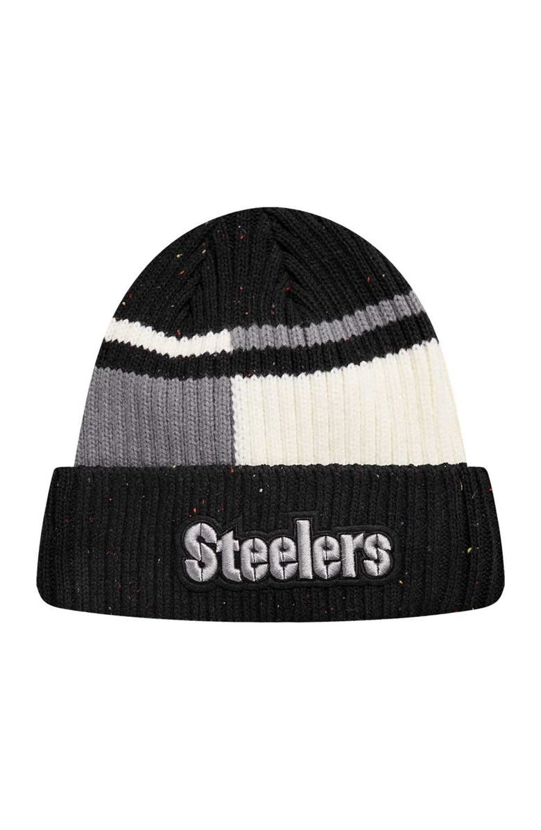 PRO STANDARD Men's Pro Standard Black/White Pittsburgh Steelers Speckled Cuffed Knit Hat, Alternate, color, Black