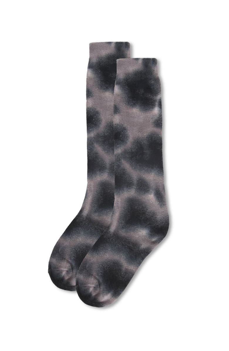 MeMoi Bleached Tie Dye Knee High Socks, Alternate, color, Black
