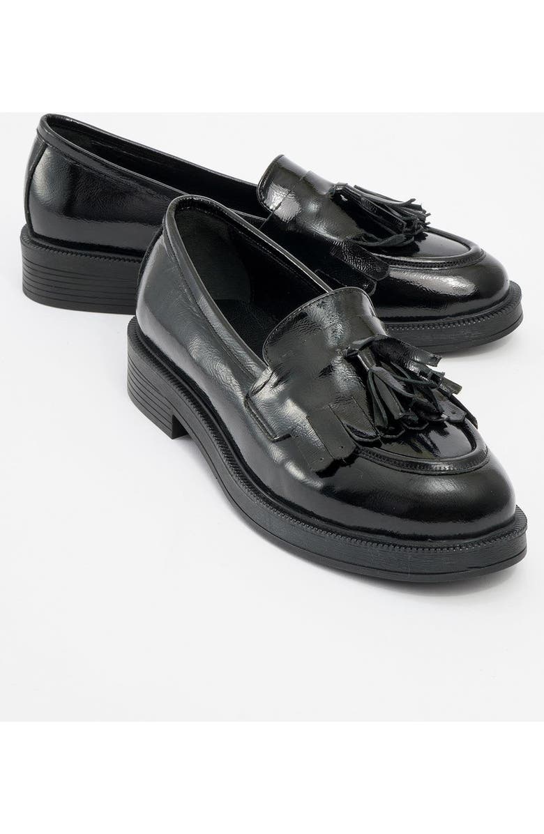 Forever & Always Shoes Milly Leather Tassel Loafer, Main, color, Black Patent Leather