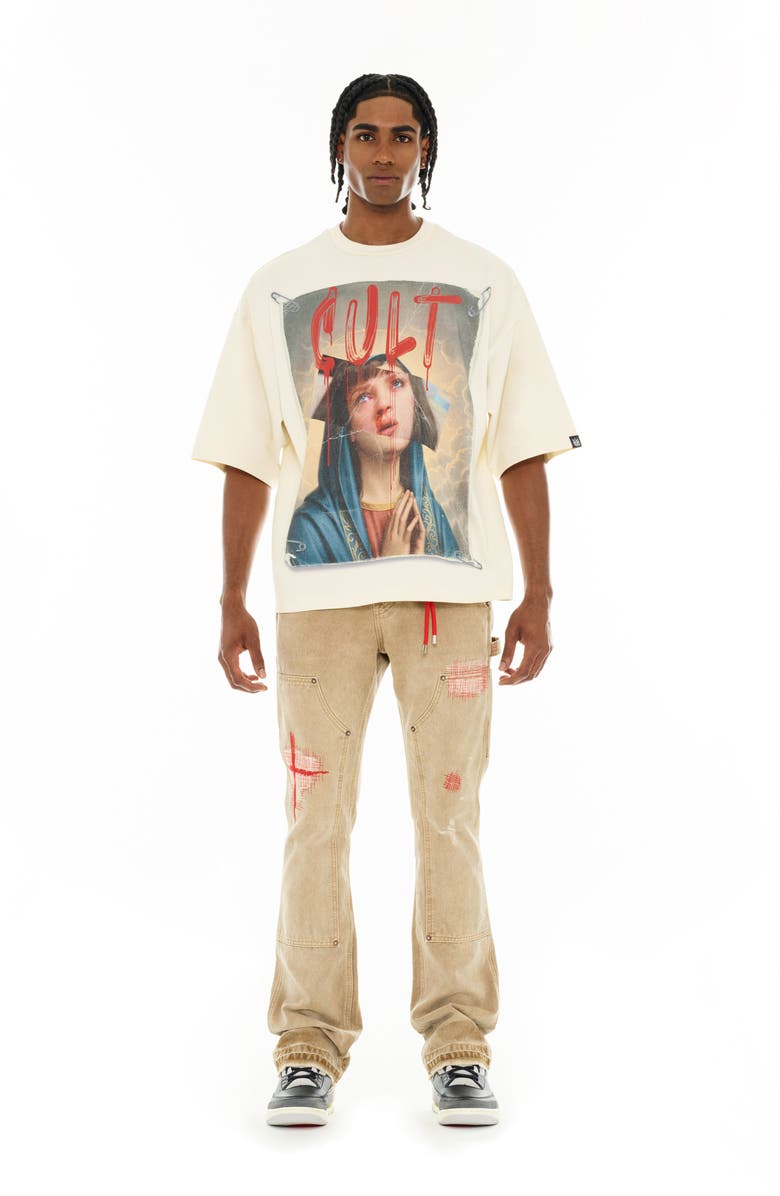 Cult of Individuality Poor Social Skills Oversize Graphic T-Shirt, Alternate, color, Winter White