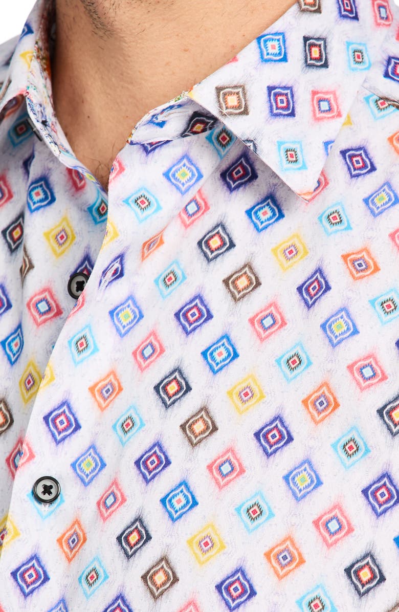 Robert Graham Peterman Geo Print Cotton Dress Shirt, Alternate, color, White