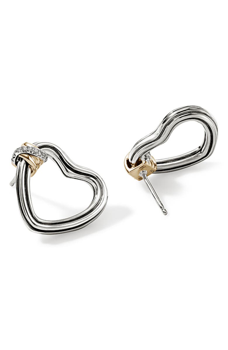 John Hardy Bamboo Collection Heart Earrings, Alternate, color, 