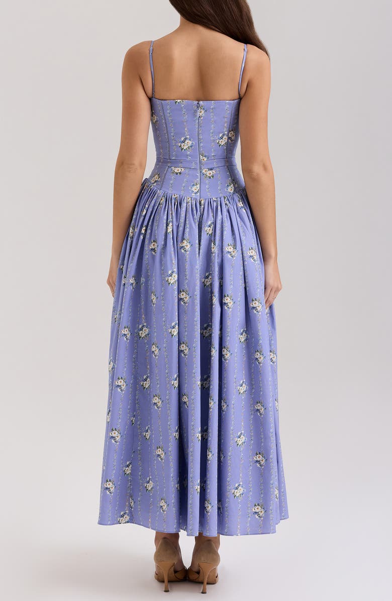HOUSE OF CB Ysabella Floral Maxi Sundress, Alternate, color, Daisy Stripe Blue