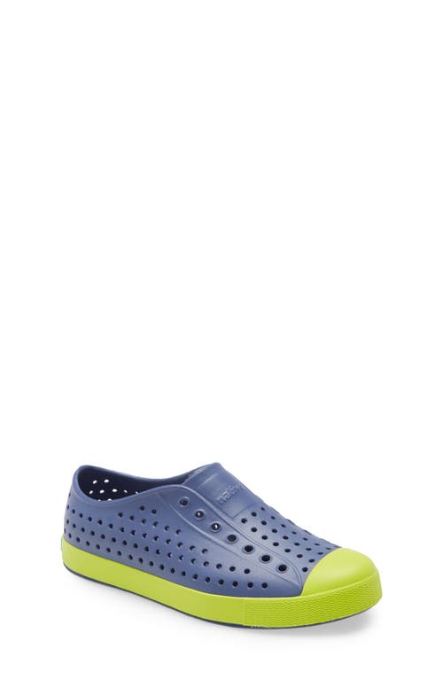 Native Shoes Kids' Jefferson Water Friendly Slip-on Sneaker In Stellar Blue/chartreuse Green