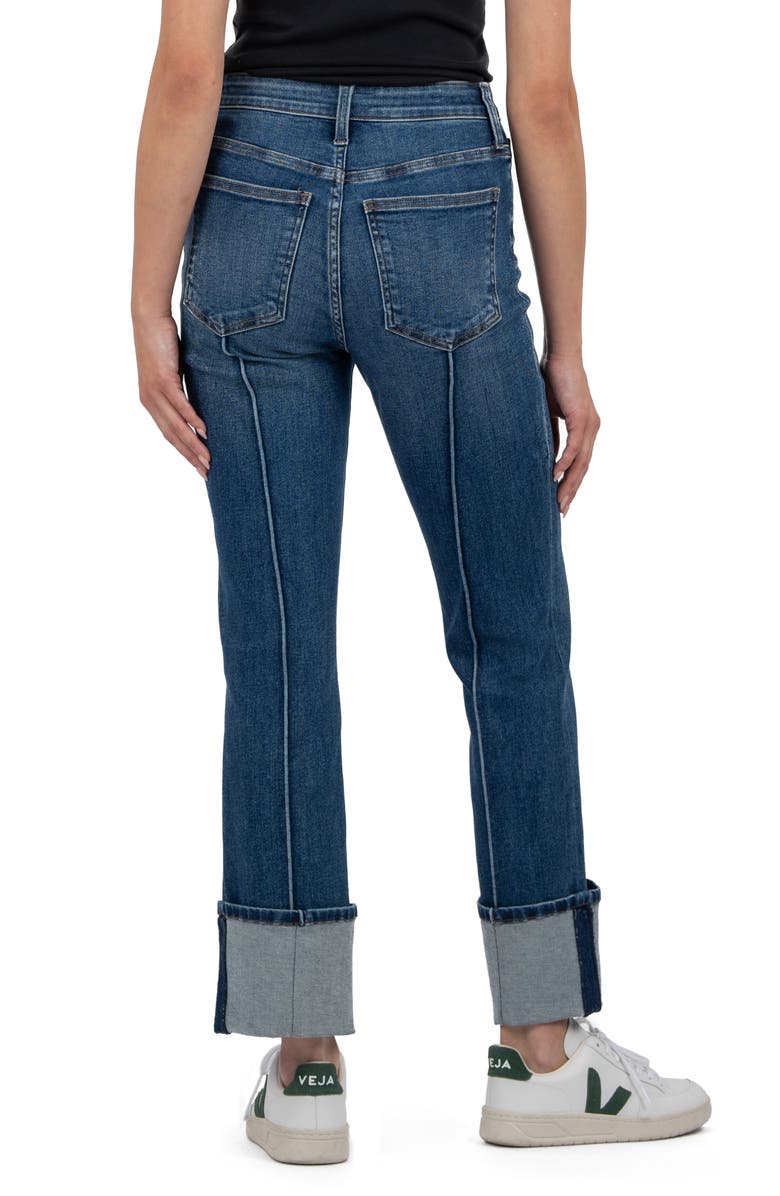 KUT from the Kloth Fab Ab Seamed High Waist Cuffed Straight Leg Jeans, Alternate, color, Attentive
