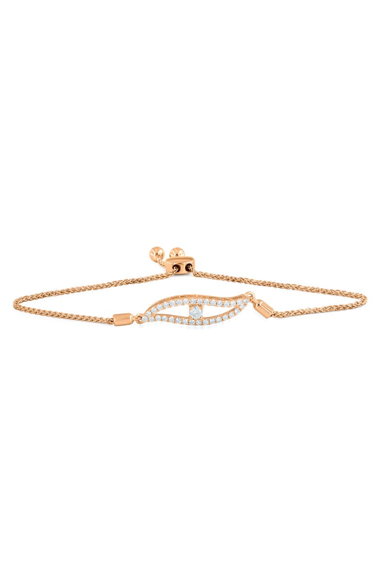 LuvMyJewelry Mandorla Bolo Adjustable Diamond Bracelet in 14K Gold, Main, color, 