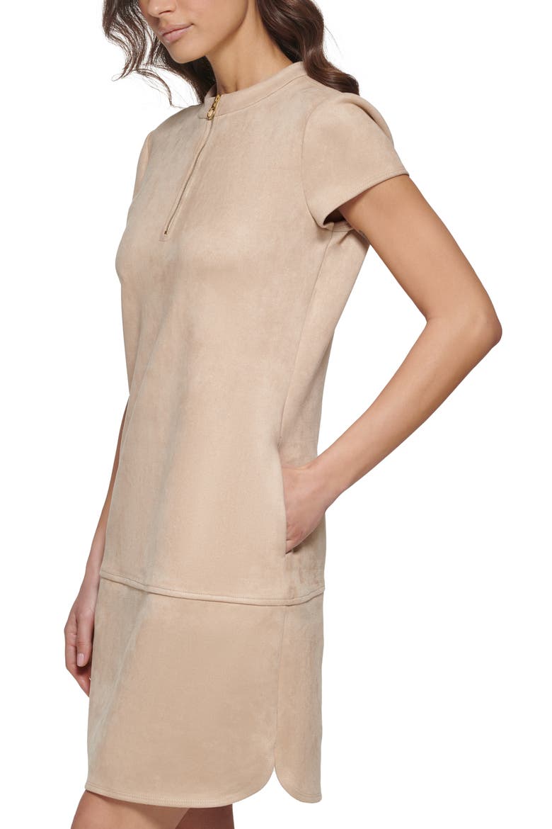 Faux Suede Shirtdress, Alternate, color, SAND