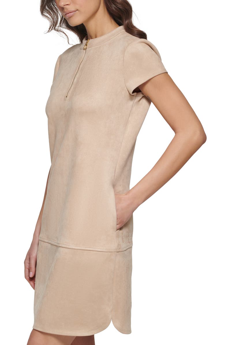 Kensie Faux Suede Shirtdress, Alternate, color, Sand