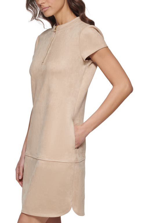 Kensie Faux Suede Shirtdress In Neutral