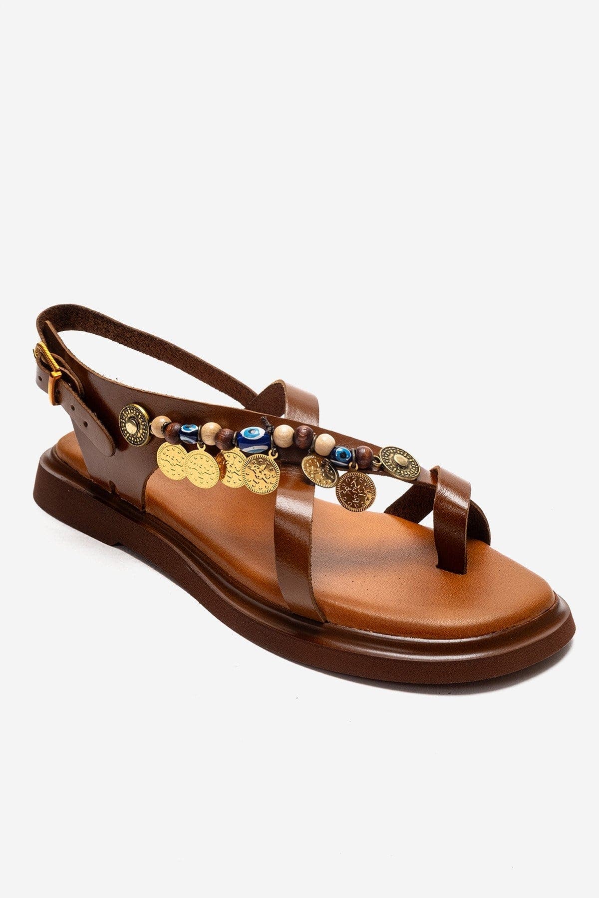 Forever & Always Shoes Hush Leather Beaded Sandal, Alternate, color, Cognac