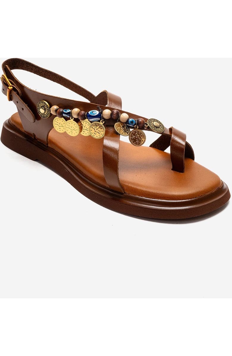 Forever & Always Shoes Hush Leather Beaded Sandal, Alternate, color, Cognac